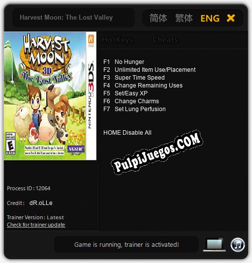 Harvest Moon: The Lost Valley: Treinador (V1.0.24)