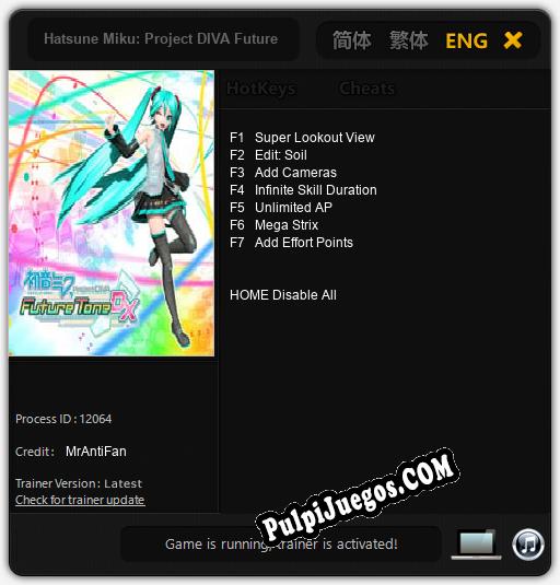 Hatsune Miku: Project DIVA Future Tone DX: Treinador (V1.0.6)