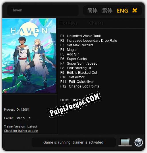 Haven: Trainer +12 [v1.6]