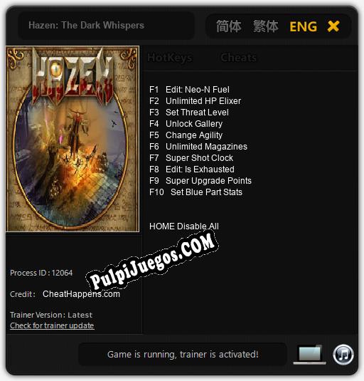 Entrenador liberado a Hazen: The Dark Whispers [v1.0.9]