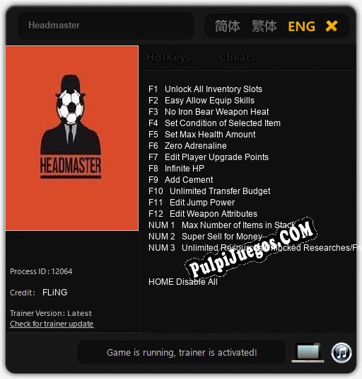 Headmaster: Cheats, Trainer +15 [FLiNG]