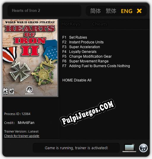 Hearts of Iron 2: Trainer +7 [v1.3]