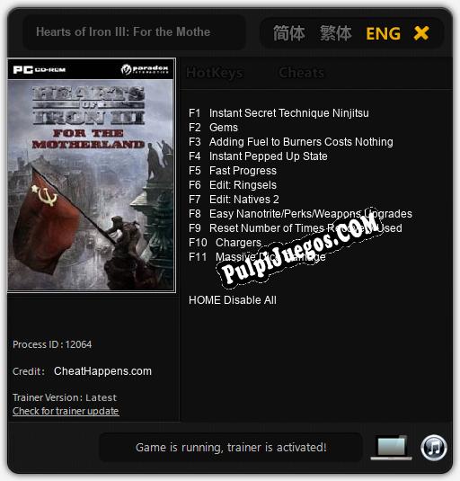 Entrenador liberado a Hearts of Iron III: For the Motherland [v1.0.3]