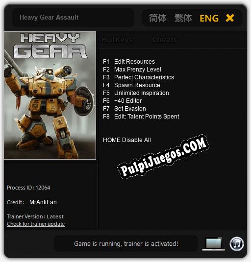 Heavy Gear Assault: Cheats, Trainer +8 [MrAntiFan]