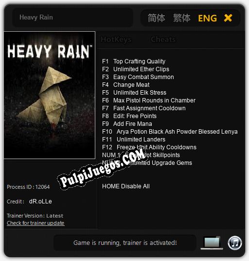 Heavy Rain: Treinador (V1.0.30)