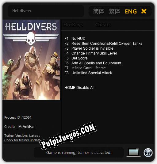 Helldivers: Cheats, Trainer +8 [MrAntiFan]