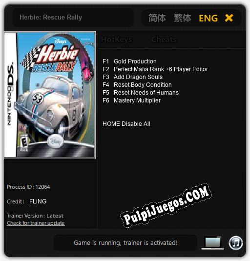 Herbie: Rescue Rally: Trainer +6 [v1.2]