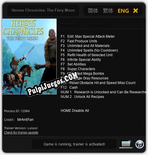 Heroes Chronicles: The Fiery Moon: Cheats, Trainer +14 [MrAntiFan]