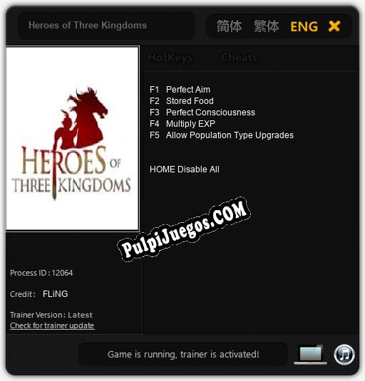 Heroes of Three Kingdoms: Treinador (V1.0.64)