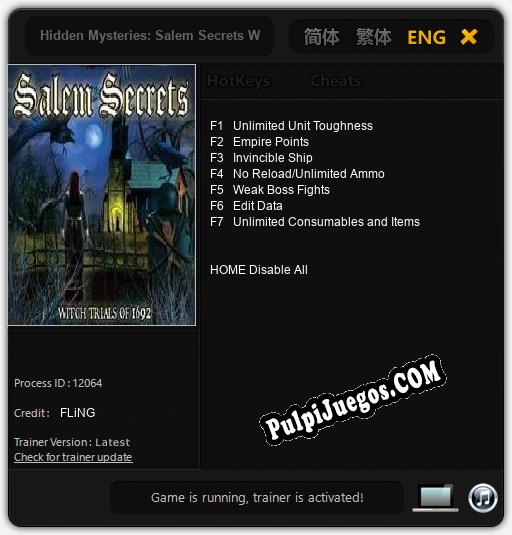 Entrenador liberado a Hidden Mysteries: Salem Secrets Witch Trials of 1692 [v1.0.2]