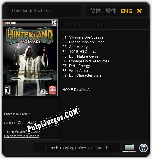 Entrenador liberado a Hinterland: Orc Lords [v1.0.2]