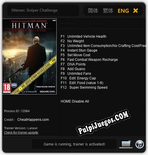 Hitman: Sniper Challenge: Cheats, Trainer +12 [CheatHappens.com]