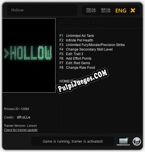 Hollow: Trainer +8 [v1.2]