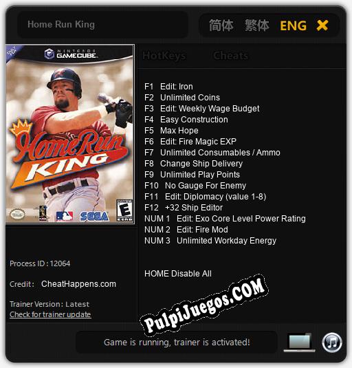 Home Run King: Cheats, Trainer +15 [CheatHappens.com]