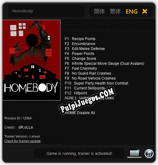 Homebody: Cheats, Trainer +13 [dR.oLLe]