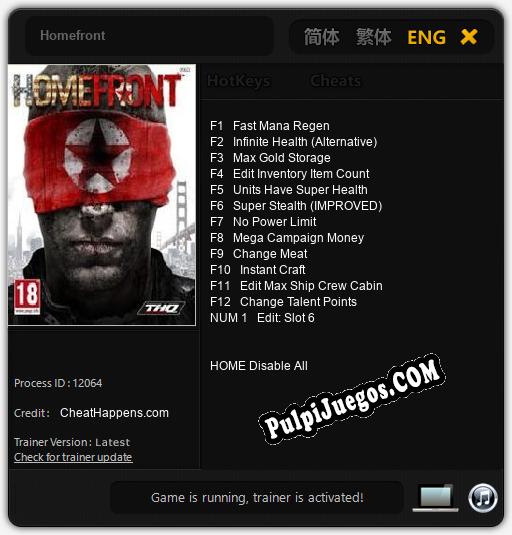 Homefront: Trainer +13 [v1.9]