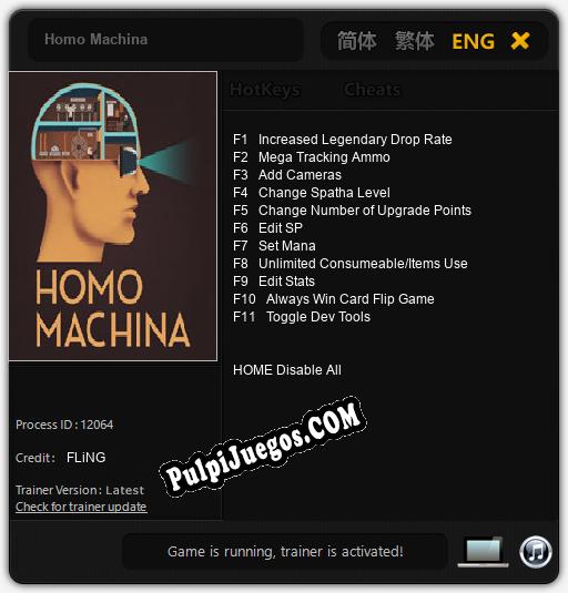 Homo Machina: Trainer +11 [v1.3]