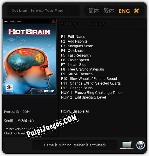 Hot Brain: Fire up Your Mind: Cheats, Trainer +14 [MrAntiFan]