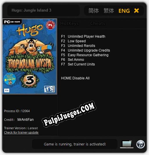 Hugo: Jungle Island 3: Treinador (V1.0.84)