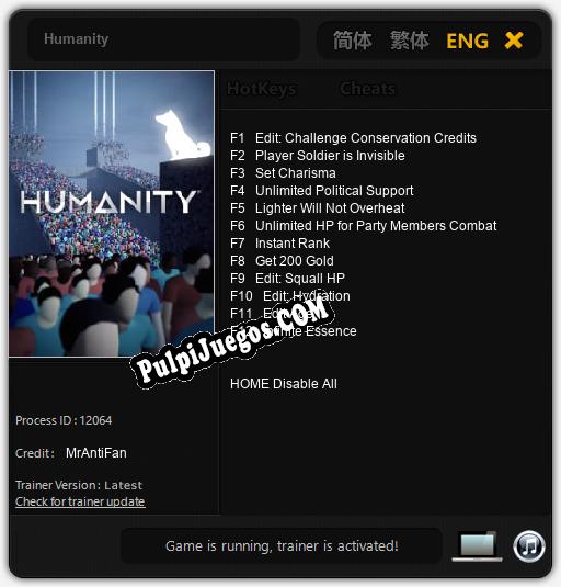 Humanity: Cheats, Trainer +12 [MrAntiFan]