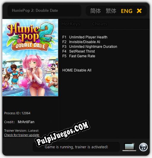 HuniePop 2: Double Date: Treinador (V1.0.49)