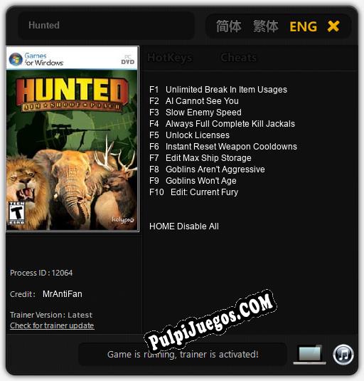 Hunted: Treinador (V1.0.47)