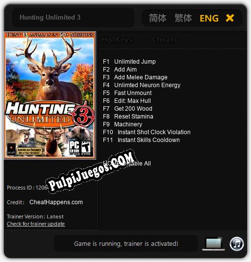 Hunting Unlimited 3: Trainer +11 [v1.1]