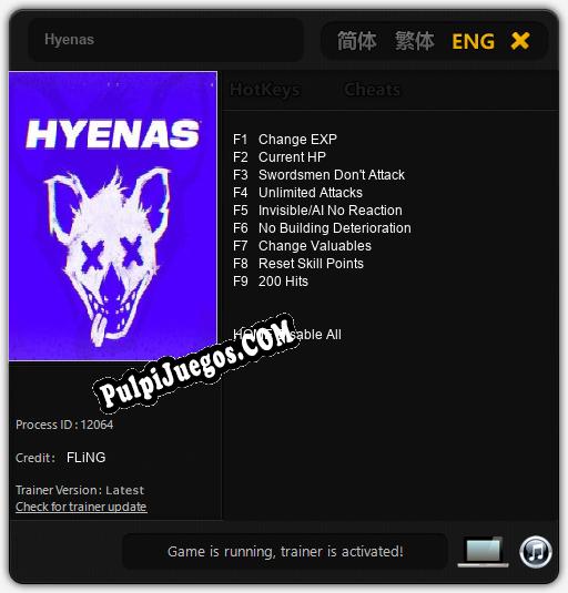 Hyenas: Cheats, Trainer +9 [FLiNG]