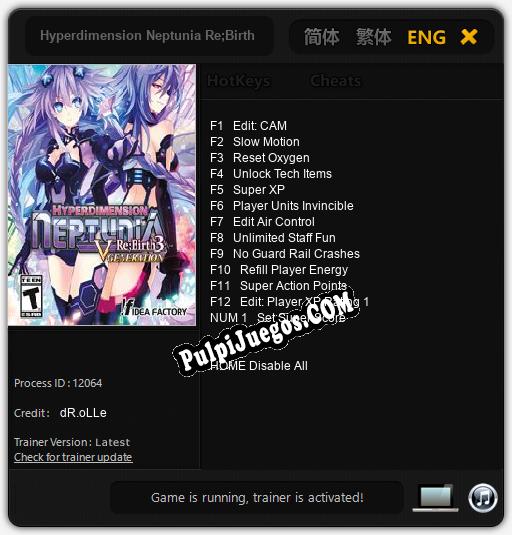 Hyperdimension Neptunia Re;Birth 3: V Generation: Treinador (V1.0.87)