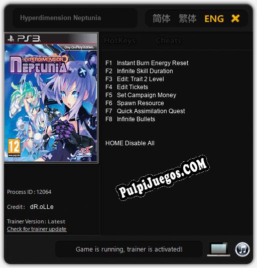 Hyperdimension Neptunia: Treinador (V1.0.77)