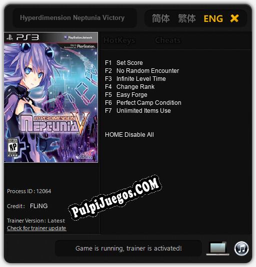 Hyperdimension Neptunia Victory: Trainer +7 [v1.5]