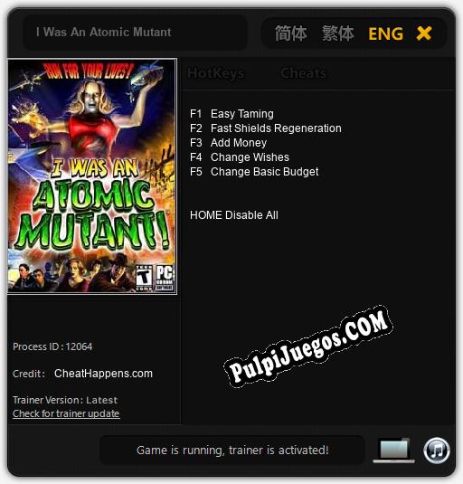 Entrenador liberado a I Was An Atomic Mutant [v1.0.6]