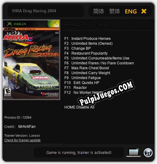 IHRA Drag Racing 2004: Trainer +12 [v1.5]