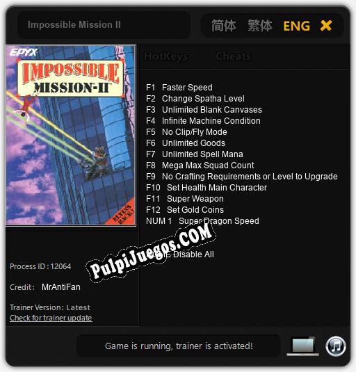 Impossible Mission II: Cheats, Trainer +13 [MrAntiFan]