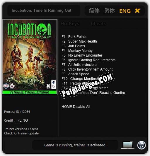 Incubation: Time Is Running Out: Cheats, Trainer +13 [FLiNG]