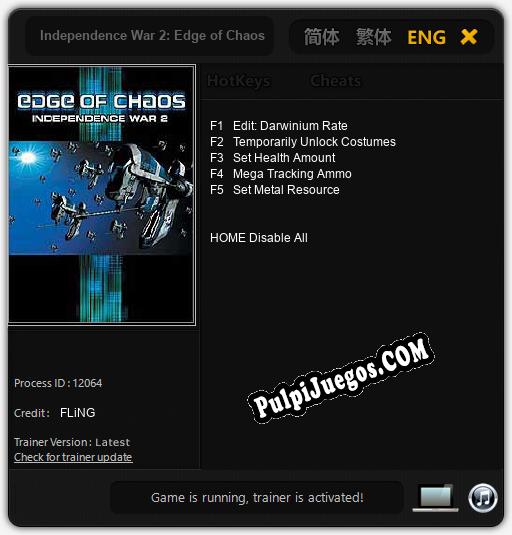 Entrenador liberado a Independence War 2: Edge of Chaos [v1.0.1]