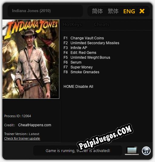 Indiana Jones (2010): Cheats, Trainer +8 [CheatHappens.com]