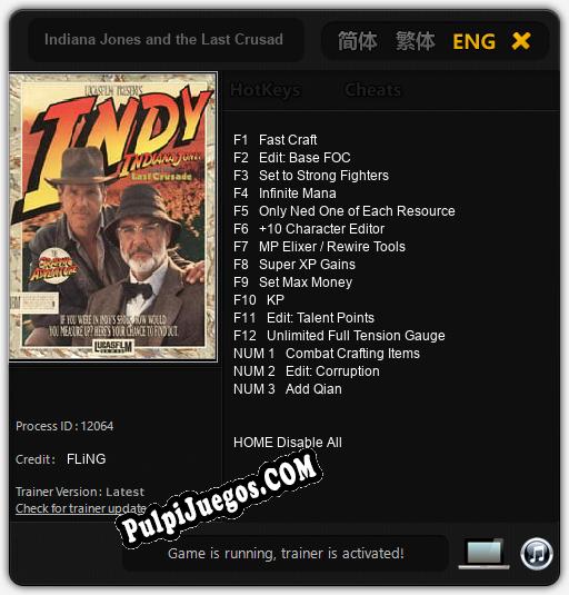 Entrenador liberado a Indiana Jones and the Last Crusade [v1.0.4]