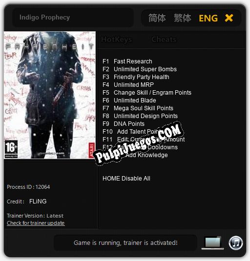 Indigo Prophecy: Trainer +13 [v1.3]