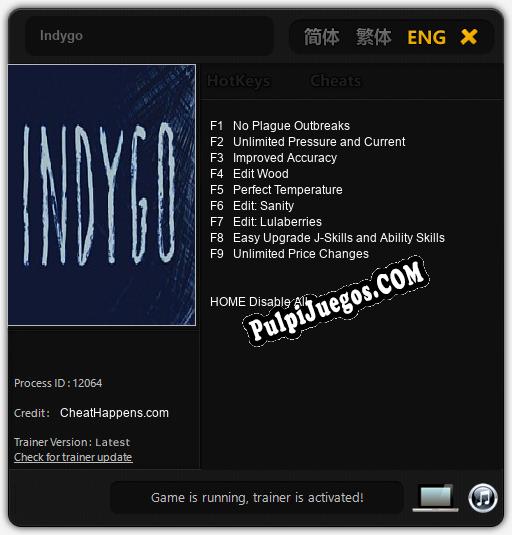 Indygo: Trainer +9 [v1.9]