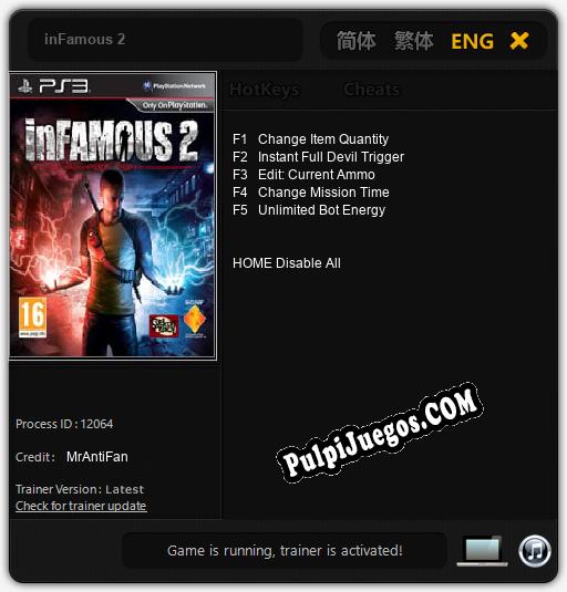 Entrenador liberado a inFamous 2 [v1.0.4]