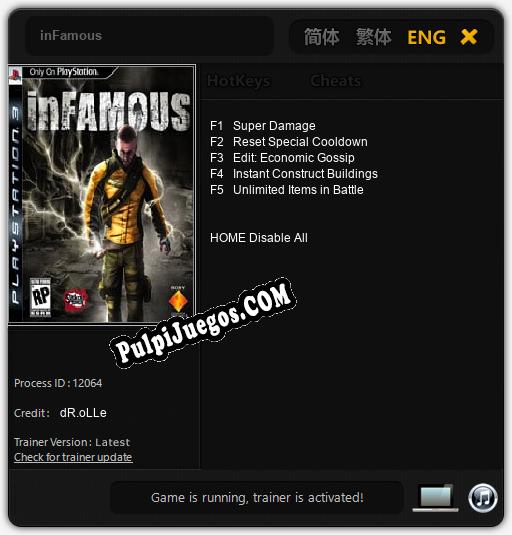 inFamous: Cheats, Trainer +5 [dR.oLLe]