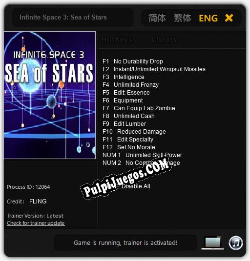 Infinite Space 3: Sea of Stars: Treinador (V1.0.10)