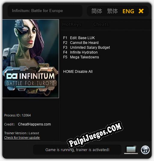 Infinitum: Battle for Europe: Treinador (V1.0.69)