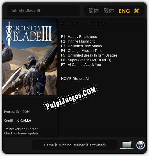 Infinity Blade III: Trainer +7 [v1.2]