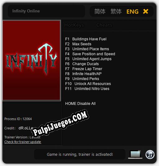 Infinity Online: Trainer +11 [v1.1]