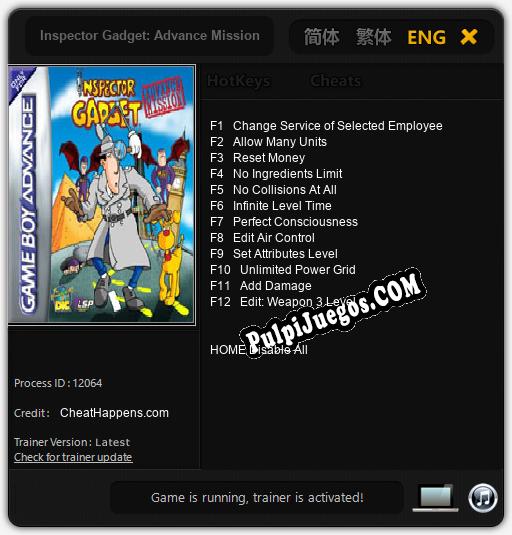 Inspector Gadget: Advance Mission: Trainer +12 [v1.1]