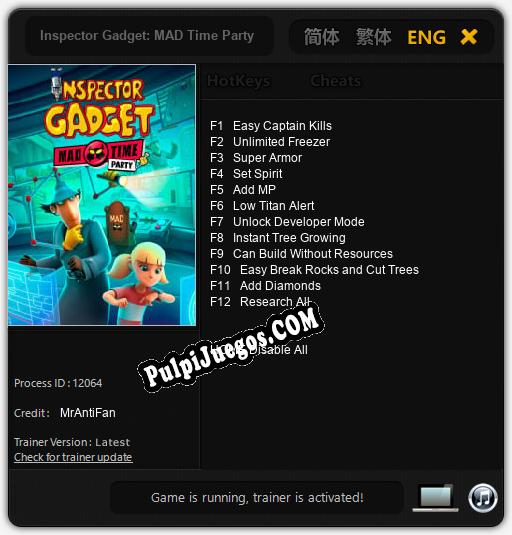 Inspector Gadget: MAD Time Party: Treinador (V1.0.91)