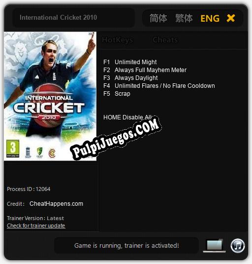 International Cricket 2010: Cheats, Trainer +5 [CheatHappens.com]