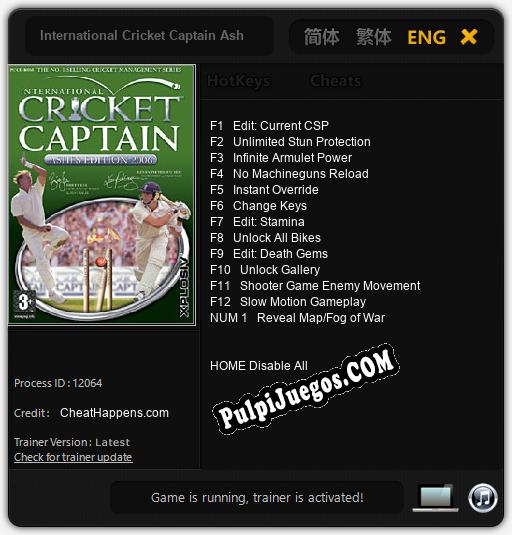 International Cricket Captain Ashes Edition 2006: Treinador (V1.0.30)